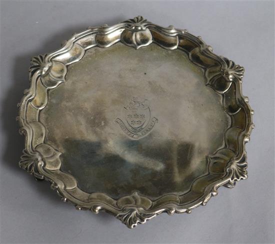 A late George II silver waiter, London, 1756, 8 oz.